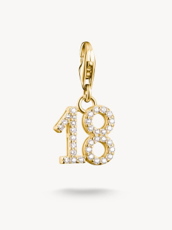 Thomas Sabo Charm-Anhänger Zahl 18 mit weissen Steinen vergoldet Thomas Sabo Charm-Anhänger Zahl 18 mit weissen Steinen vergoldet